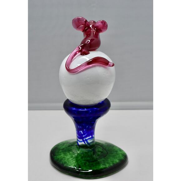 Austin Norvell Hand Blown Art Glass Mouse on Golf Tee Figurine Sculpture - Picture 7 of 16
